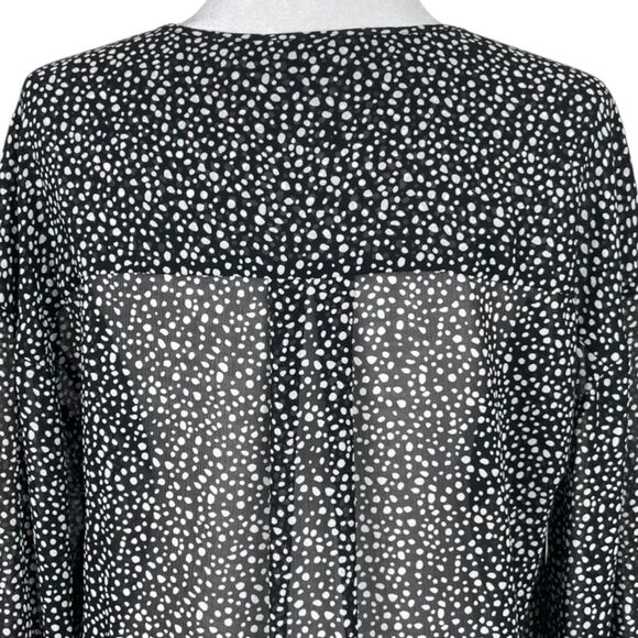 ALLSAINTS Penny Splash Top Size Small Black White Polka Dot Wrap Blouse - Picture 11 of 15